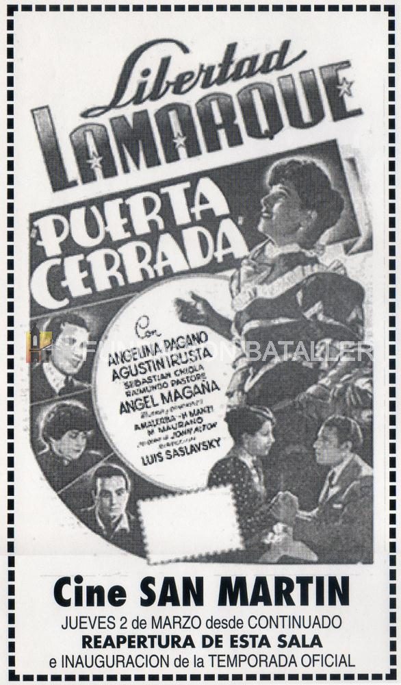 Aviso Cine San Martín, publicado el 21 de febrero de 1939 en diario "La Acción". Extraído del libro “El San Juan que Ud. no conoció” de Juan Carlos Bataller.