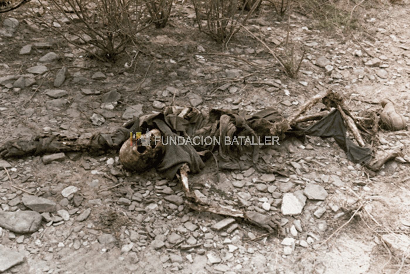 Esta macabra foto muestra el estado en que fueron encontrados los restos de Caputo, a pocos kilómetros de la Difunta Correa