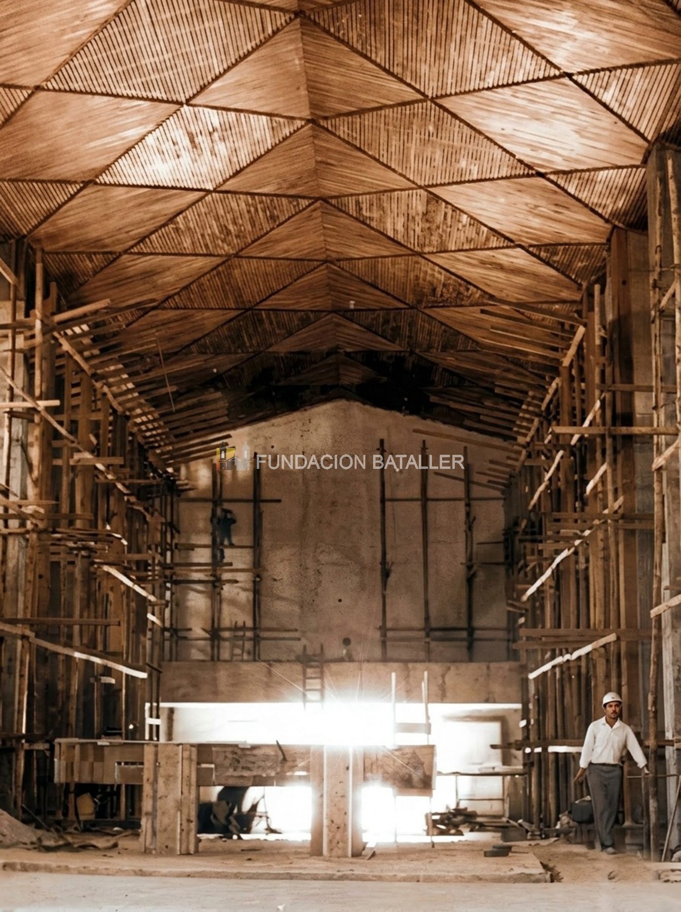 Esta fotografía muestra el interior de la Iglesia Catedral de San Juan, en plena construcción a finales de los años 70.