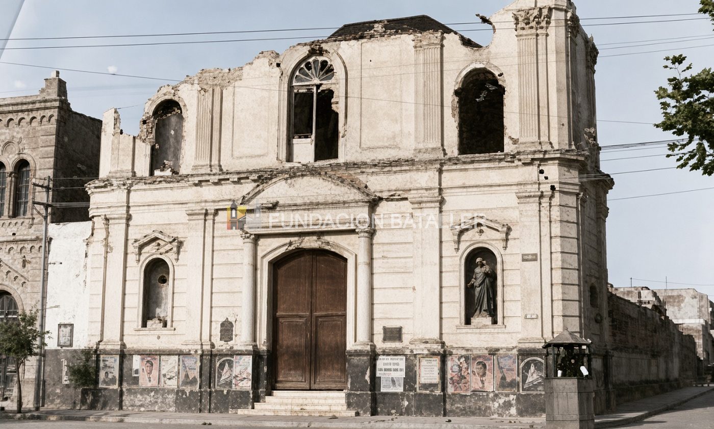 Así quedó la fachada de la antigua catedral tras perder a sus torres.