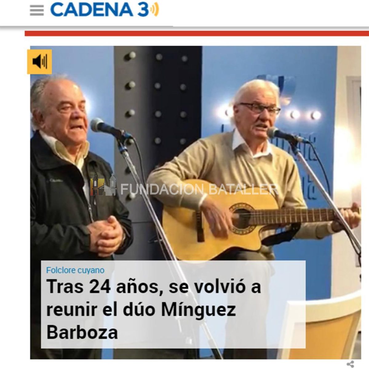 Repercusión en Cadena 3 del regreso del dúo Mínguez Barboza