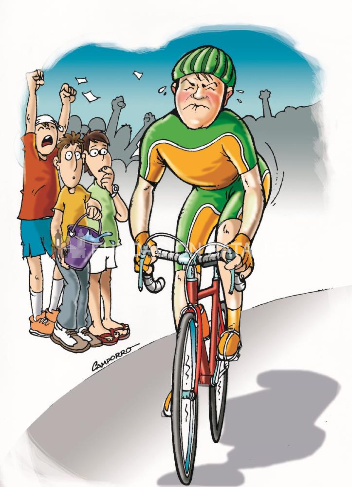 Un ciclista que corría parado