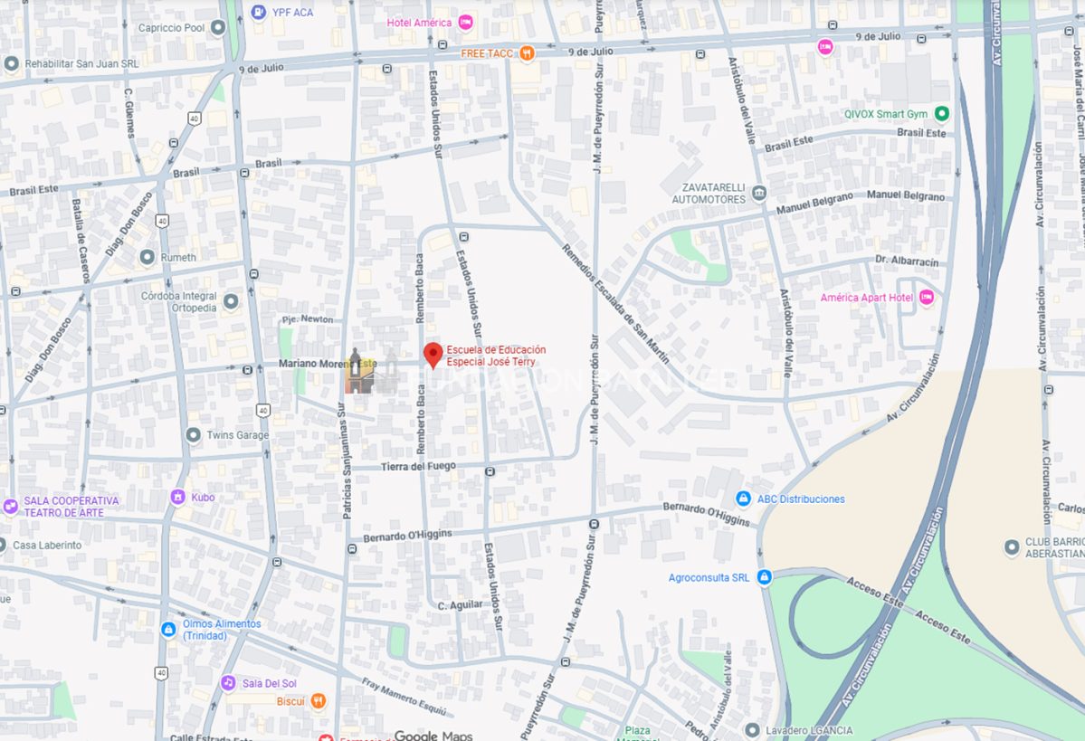 Mapa de ubicación de la Escuela de Educación Especial José Terry