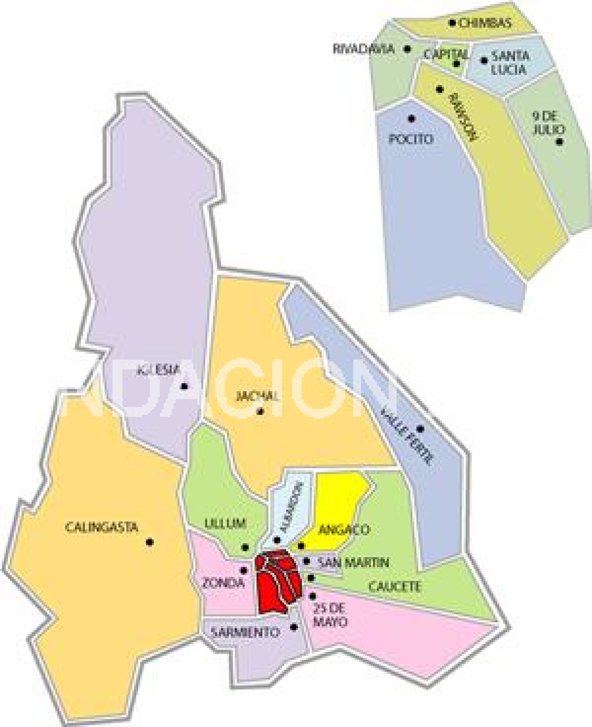 Los 19 departamentos de la provincia de San Juan